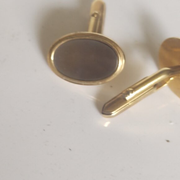 Vintage Men's Mother of Pearl inlay Gold Tone Cuff Links - Picture 4 of 5